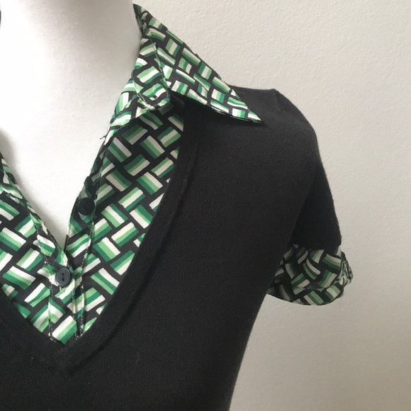 Short sleeve black sweater with shirt underneath - Picture 2 of 4